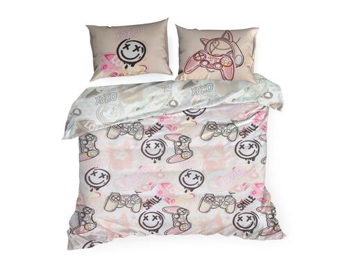 Detské obliečky na posteľ, Love z bavlny - Kid 17, prikrývka 160 x 200 cm + 2 vankúše 70 x 80 cm